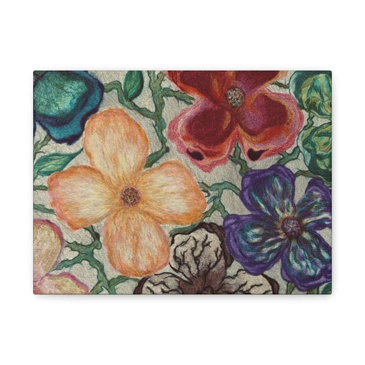 Floral Canvas Wall Art, Colorful Flower Décor, Boho Home Decor, Unique Gift for Art Lovers, Vibrant Room Accent