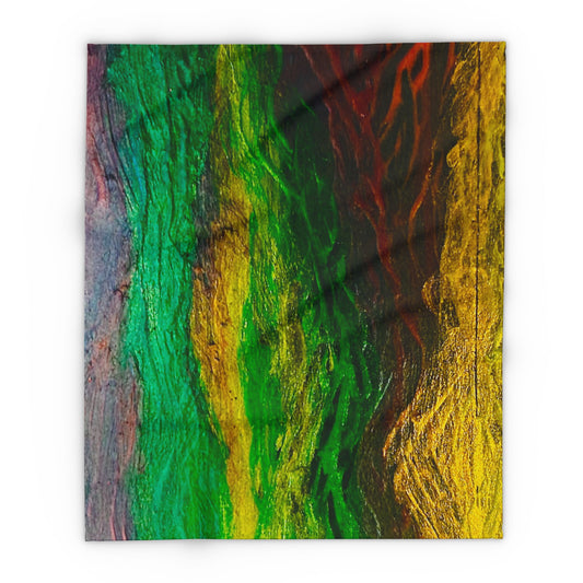 Acrylic Poured Box Pattern on a Arctic Fleece Blanket