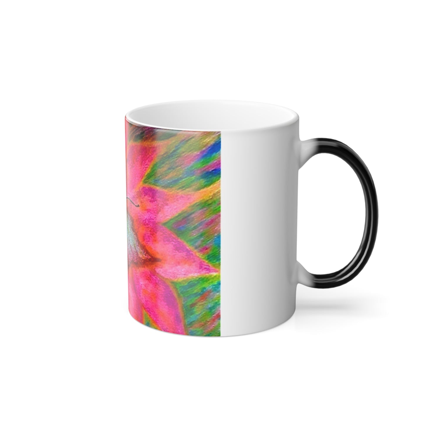 Mug, Color Changing Butterfly Coffee Cup, Heat Sensitive Ceramic Tea Mug, Unique Kitchen Gift, Magic Hot Cold Drink Cup, Hand Drawn Insect