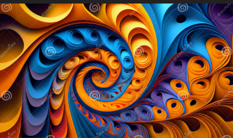 Fibonacci sequence with blue and gold spiral 
