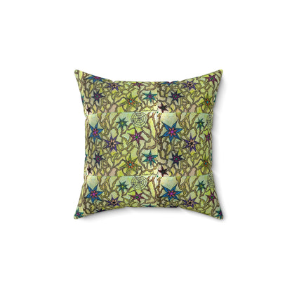 Spiderweb in Vines of Flowers Spun Polyester Square Pillow