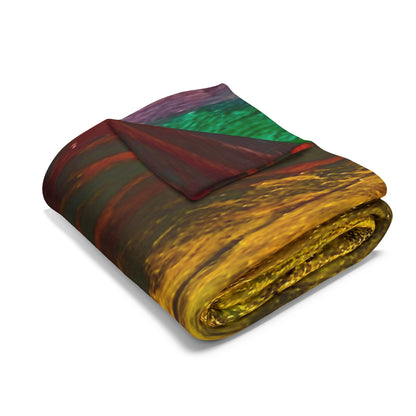 Acrylic Poured Box Pattern on a Arctic Fleece Blanket