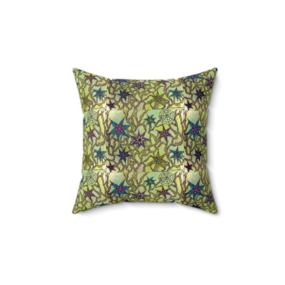 Spiderweb in Vines of Flowers Spun Polyester Square Pillow